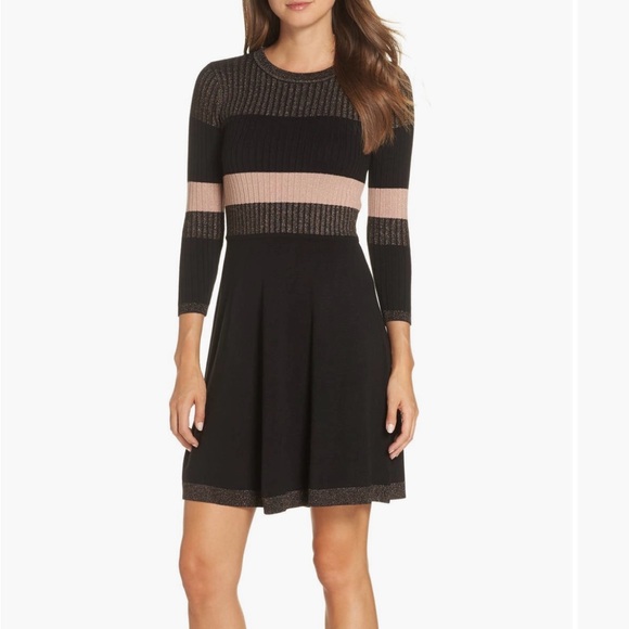 Eliza J Ribbed Fit & Flare Sweater Dress - Picture 1 of 5